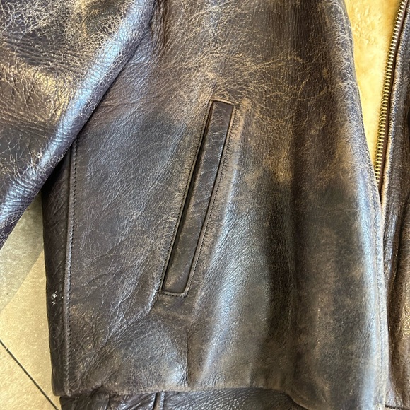 Vintage Men’s 1950s Windward Brown Horsehide Leather Jacket Med Mouton Collar. - Picture 5 of 16